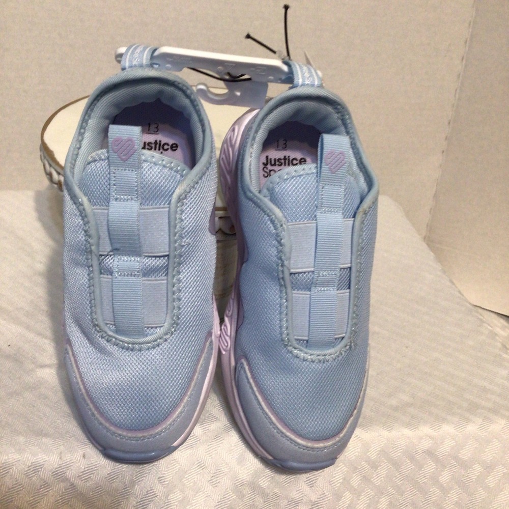JUSTICE GIRL Slip On Athletic Sneakers Shoes 13 Blue NWT No Lace Comfort Walking - Picture 5 of 8